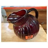 Ruby red glass pitcher
