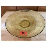 Yellow depression glass low bowl