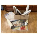 Service station, travel maps, posters