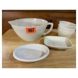 Fire King milk glass batter bowl, ceramic dishes