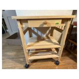 Natural pine rolling cart