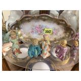 Hand painted dish, figurines