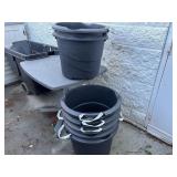 7 large plastic bucket/containers with handles