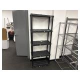 Five tier, plastic shelf unit