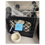 Tote of slushie glasses and soup crocks