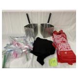 2 pasta strainers and wine bags & Ziplocs