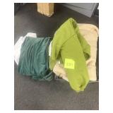 Basket assorted linens, blankets, etc.