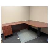 Large 2 Drawer Wooden Office Desk & Chair mat