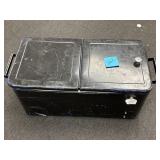 Split lid cooler w/ bottle opener and drain plug