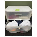 Storage tote with Blank T-shirts, Hats, Koozies