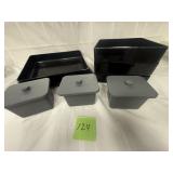 3 bins & 5 black trays