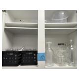 Totes of bottles, carafes & more