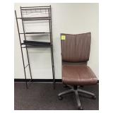Chair and Metal Shelf