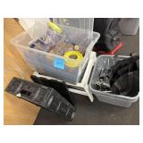 Misc. totes, plastic containers, table legs, etc.