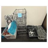 Metal crates, shelving brackets, tub fall decor