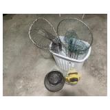 Hamper, fishing nets, minnow baskets