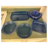 Pyrex cobalt blue glass baking dishes