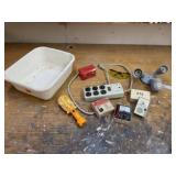 Lights, surge protector, goggles, multimeter