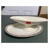 Haeger pottery bowl, Johnson Brother china platter