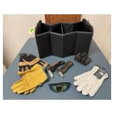 Chore gloves, safety tool, sunglasses, organizer
