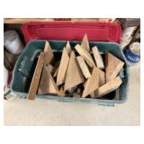 Storage tote of wood scraps, salvage