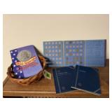 Coin collector books, contents included as shown