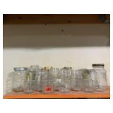 Mixed lot of glass, canning jars