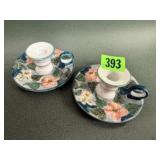 Pair of floral taper candlesticks