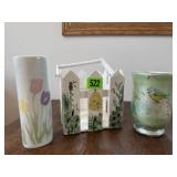 Spring decor, vase, candeholder, wooden basket