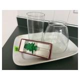 Alfred Meakin Royal Ironstone platter, glassware