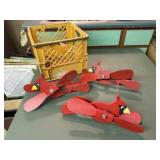 Crate of cardinal whirligigs (3)