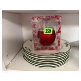Holiday Celebration dinner plates (8), oil warmer