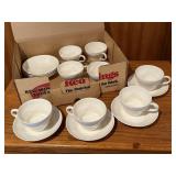Classic white cups (8), saucers (8)