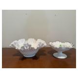 Fluted milk glass dishes (2)