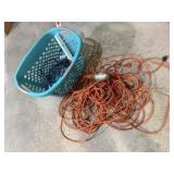 Laundry basket, power cords, trouble light,