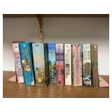 Paperback fiction books, book ends included