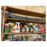 Shelf of consumables, garden supplies, Round Up