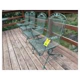Green metal patio arm chairs (4)