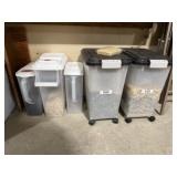 Storage bins of bird seed (5)