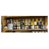 Shelf of consumables, stain, paint