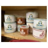 Empty peanut canisters