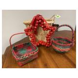 Holiday baskets, star jingle bell wreath