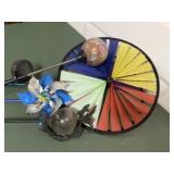 Cast iron hummingbird garden stake, spinner, solar