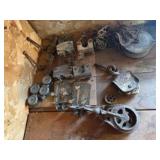 Antique pulleys, hardware