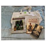 Yoga, mindful books, essential oils, tote bag