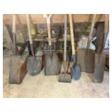Assorted of shovels, scraper
