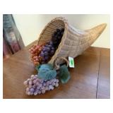 Wicker cornucopia, grapes