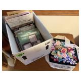Box of incomplete needlepoint, kits, patterns