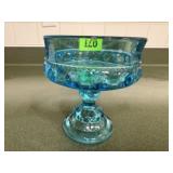 Teal thumbprint compote dish