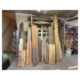 Contents of wood shop lumber stacks, wood supply
